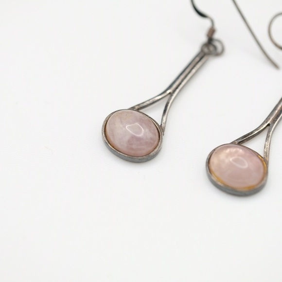 Rose Quartz Dangling Earrings SO CUTE 🙌🏻✨⏰💭🤝⌛️ BOHEMIAN - Picture 1 of 9